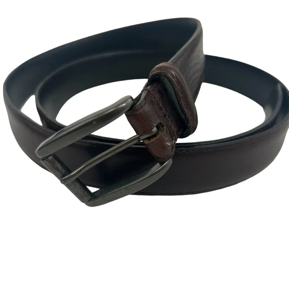 Harold Powell Real Leather Textured Belt Made In England Brown 40
